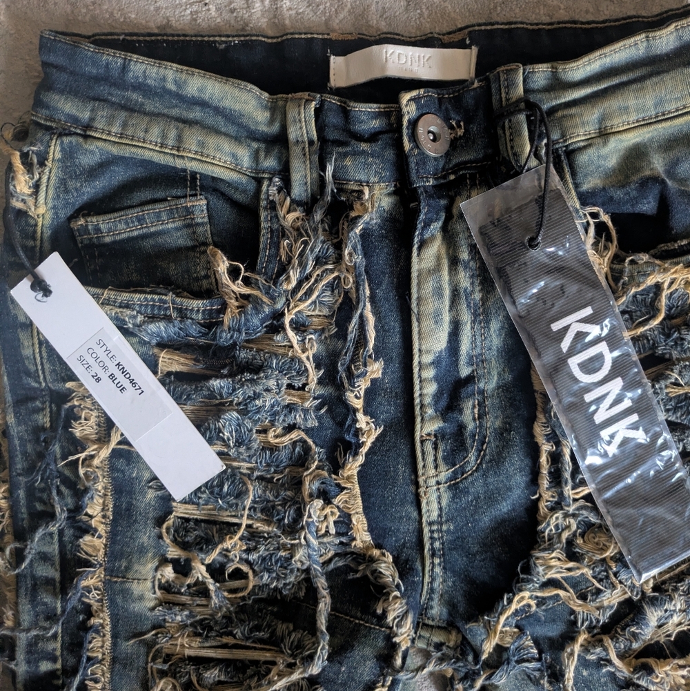 KDNY Distressed Denim Skinny Jeans